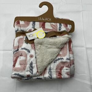 Lila and Jack Plush Baby Blanket, 30"x40" Cream and Light Pink Unicorns NWT